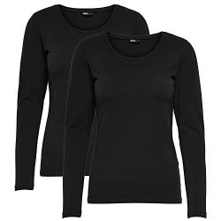 ONLY Longsleeve Damen-Shirt in Schwarz, 15240036 Oberteil aus 95% Baumwolle 5% Elasthan, atmungsaktives Basic Shirt zum Kombinieren M von ONLY