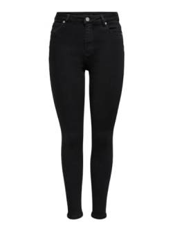 ONLY Skinny Fit Jeans High Waist Stretch Denim 5-Pocket Basic Hose Raw ONLMILA, Farben:Schwarz-2,Größe Damen:W30 L32,Z - Länge L30/32/34/36/38:L32 von ONLY