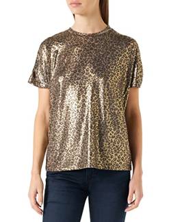 ONLY Women's ONLELIN S/S Shine Ruching TOP JRS T-Shirt, Phantom/AOP:Gold Leo, M von ONLY