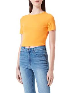 ONLY Women's ONLEMRA S/S Cropped TOP JRS T-Shirt, Flame Orange, S von ONLY