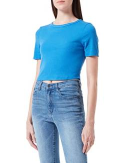 ONLY Women's ONLEMRA S/S Cropped TOP JRS T-Shirt, Strong Blue, S von ONLY