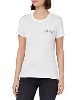 ONLY Women's ONLHELENE FIT S/S TOP Box JRS T-Shirt, Bright White/Print:Logo, M von ONLY