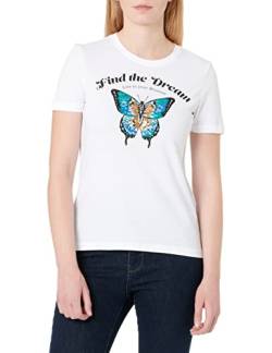 ONLY Women's ONLKITA REG S/S Butterfly TOP Box JRS T-Shirt, Bright White/Print:Dream, S (3er Pack) von ONLY