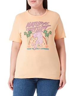 ONLY Women's ONLLUCY REG S/S Palm Tiger TOP Box JRS T-Shirt, Orange Chiffon/Print:Natural, M von ONLY