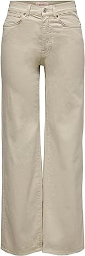 ONLY Women's ONLMADISON HW Wide COL Long PNT Hose, White, XL / 32L (as3, Waist_Inseam, m, Numeric_32, Silver Lining) von ONLY