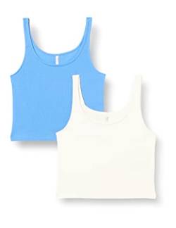 ONLY Women's ONLNESSA S/L Short 2-Pack JRS Top, Ultramarine/Pack:Cloud Dancer, L von ONLY