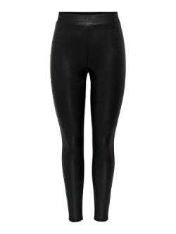 ONLY Women's ONLSANIRA Coated JRS Leggings, Black/Pattern:Crocodile, XS von ONLY