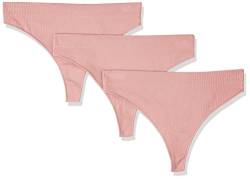 ONLY Women's ONLVICKY Rib S-Less Thong 3-PK NOOS Tanga, Sepia Rose/Pack:+2X Sepia Rose, L/XL von ONLY