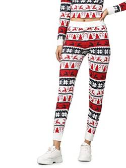 ONLY Women's ONLXMAS Comfy Deer Pant KNT Leggings, Cloud Dancer/Pattern:Night Sky/Chili Pepper, M (4er Pack) von ONLY