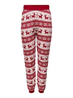 ONLY Women's ONLXMAS Comfy Snowflake Pant KNT Leggings, Chili Pepper/Pattern:W. Cloud Dancer, M (4er Pack) von ONLY
