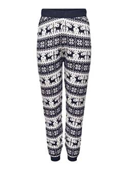 ONLY Women's ONLXMAS Comfy Snowflake Pant KNT Leggings, Night Sky/Pattern:W. Cloud Dancer, XL von ONLY
