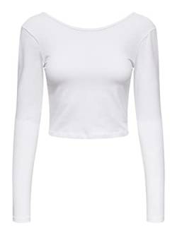 Only Women's ONLPURE Life L/S Short TOP JRS T-Shirts & Tops, Bright White, XL von ONLY