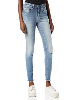 Skinny Stretch Ankle Jeans ONLY | Destroyed Denim Hose | ONLBLUSH Cropped Röhre Fransen, Farben:Blau, Größe:XS / 34L, Z-Länge:L34 von ONLY