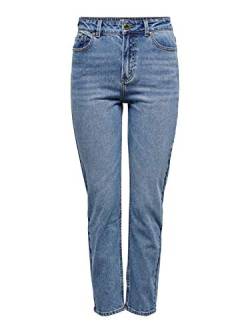 Damen ONLY Stretch Ankle Jeans | Gerade ONLEMILY High Waist Hose | Classic Design Denim Straight Pants, Farben:Blau, Größe:25W / 32L von ONLYnoos