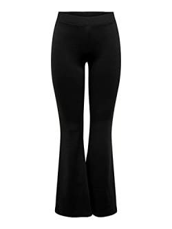 Damen Stretch Schlag Hose Slim Fit Freizeit Schlupf Stoffhose ONLFEVER Elastic Flared Long Pants 70s Retro, Farben:Schwarz, Größe:S / 34L von ONLYnoos