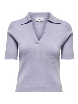 ONLY Damen Geripptes Poloshirt | Einfarbiges Kurzarm T-Shirt | V-Ausschnitt Short Sleeve Top ONLNIMONE, Farben:Lila, Größe:M von ONLYnoos