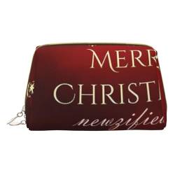 Kosmetiktasche mit Aufschrift "Merry Christmas", große Kapazität, für Damen, weicher Druck, Ledertasche, weiß, Einheitsgröße von ONNEXO