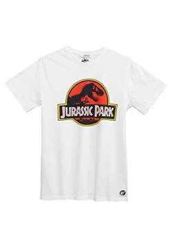 Jurassic Park Herren T-Shirt Weiß Retro Dinosaurier T-Rex (M) von ONOMATO!