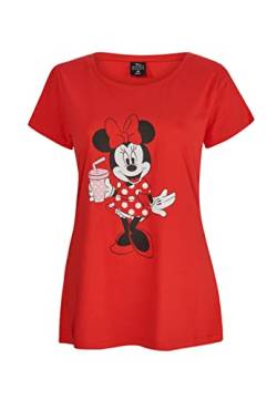 Minnie Mouse Damen Frauen T-Shirt Erwachsene Kurzarm-Shirt Rot (M) von ONOMATO!