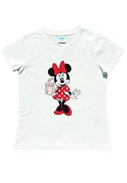 Minnie Mouse Mädchen Kinder T-Shirt Kurzarm Weiß (110-116, 5_Years) von ONOMATO!