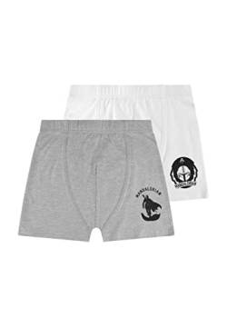 ONOMATO! Star Wars The Mandalorien Jungen Retro Boxer 2er Pack WEIß/GRAU (as3, Numeric, Numeric_122, Numeric_128, Regular) von ONOMATO!