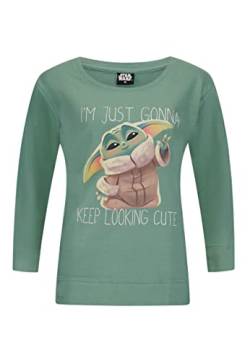 ONOMATO! Star Wars Yoda The Child Damen Sweat-Shirt Erwachsene Pullover Grün (as3, Alpha, l, Regular, Regular) von ONOMATO!