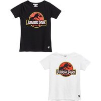 ONOMATO! T-Shirt Jurassic Park Damen Frauen T-Shirt Retro Dinosaurier T-Rex Schwarz & Weiß 2er Pack von ONOMATO!