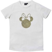 ONOMATO! T-Shirt Minnie Mouse T-Shirt Damen Weiß Oberteil Pailletten besetzt Pailletten besetzt von ONOMATO!