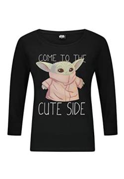 Star Wars Yoda The Child Damen Langarm-Shirt Erwachsene Longsleeve Schwarz (as3, Alpha, s, Regular, Regular) von ONOMATO!