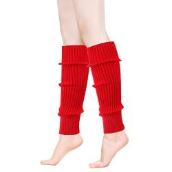 ONUPGO Stulpen für Frauen 80er Jahre Party Zubehör 80er Jahre Neon stricken gerippte Stulpen Mädchen Junior Winter Stulpen Socken (Bright Red) von ONUPGO