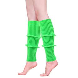 ONUPGO Stulpen für Frauen 80er Jahre Party Zubehör 80er Jahre Neon stricken gerippte Stulpen Mädchen Junior Winter Stulpen Socken (Green) von ONUPGO