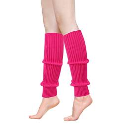 ONUPGO Stulpen für Frauen 80er Jahre Party Zubehör 80er Jahre Neon stricken gerippte Stulpen Mädchen Junior Winter Stulpen Socken (Hot Pink) von ONUPGO