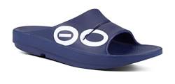 OOFOS - Unisex OOahh Sport – Post Run Recovery Slide Sandale, marineblau/weiß, 12 Women/10 Men von OOFOS