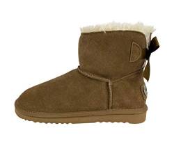 OOG Boots echtes Leder Schuhe Winterstiefeln Schneestiefel mit Schleife Qualitätsschuhe (Camel, Numeric_40) von OOG