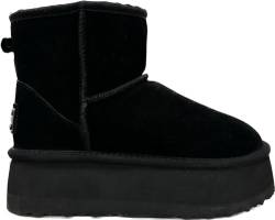 OOG Boots hoher Absatz Platform echtes Leder Lammfell Futter Schuh Winterstiefel Plateau (Schwarz, EU Schuhgrößensystem, Erwachsene, Damen, Numerisch, M, 37) von OOG