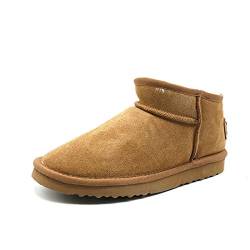 OOG Damen Lederboots mit Lammfell Echt-Leder warm gefüttert Schnee Boots Winter Boots Übergröße 42 (5889 Camel, Numeric_38) von OOG