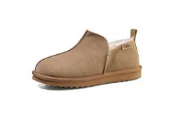 OOG Hausschuhe für Damen und für Herren, Slippers aus echtem Leder, Plüsch, warm gefüttert (2028Camel, Numeric_39) von OOG