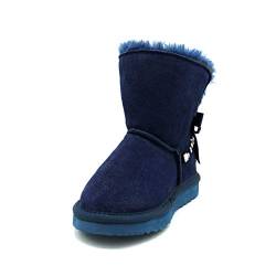 OOG Kinder Boots Winterschuhe mädchen Warm Gefüttert Boots, kuscheligem Kunstfell, Schlupfstiefel mit Schleife, Winter Schneeschuhe in Blau 32 EU von OOG