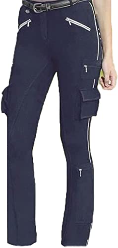 OOGUDE Damen Reithose Slim Tights Reithose Reithose Weich Dehnbar Reithose Bogensport Sport Leggings mit Multi-Taschen, 1#, XXXX-Large von OOGUDE