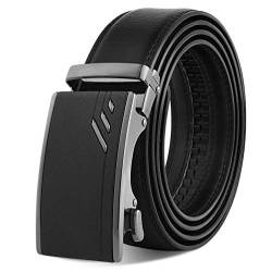 Herren Gürtel Ratsche Automatik Belt - Automatikschließe Business Anzug Güertel Länge 120 cm Breit 3,8 cm mit Verstellbarer Unisex Arbeitsgürtel Universal Outdoor Güertel für Jeans Ledergürtel Schwarz von OOPOR