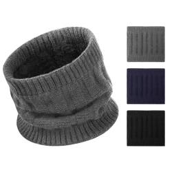 OOPOR Loop Schal Herren Winter Schlauchschal - Verdickte Fleece Futter Halswärmer Thermo Halsschlauch Strick Nackenwärmer Warm Halstuch für Outdoor Motorrad Fahrrad Ski Unisex Winterschal von OOPOR