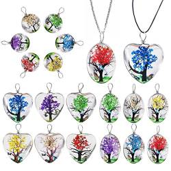 OOTSR 18 Stück transparente getrocknete Blumen Baum gemischte Farben Lacework Tropfenförmige Kugel Perlen Runde Herz – Form Harz Anhänger für DIY Schmuck Basteln, 11,9 x 8,9 x 1,3 cm Paket von OOTSR