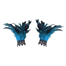 OPAKY Feder dekorative Handschuhe Karneval Party Kostüm Zubehör Maskerade Show Samthandschuhe (Sky Blue, One Size) von OPAKY