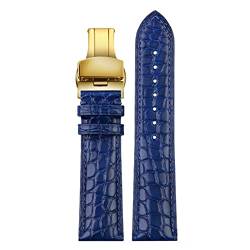 OPKDE Luxuriöses Krokodilarmband, weiches blaues Lederarmband, Schmetterlingsverschluss, 18, 20 mm, 22 mm, Herren-Armband, 18 mm, Achat von OPKDE