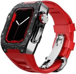 OPKDE Uhrengehäuse aus Karbonfaser, Titan, Gummiband, Mod-Kit, für Apple Watch Serie 8, 7, 6, 5, 4, SE, 45 mm, 44 mm, Ersatzzubehör, RM-Stil Uhrengehäusezubehör, 45 mm, Achat von OPKDE