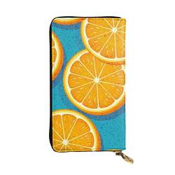 Frische Orange Frucht Druck Lange Brieftasche Leder Frauen Reißverschluss Rund Geldbörse Clutch Tasche Reise Kartenhalter Geldbörse, Schwarz, Einheitsgröße, Schwarz , Einheitsgröße von OPSREY