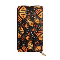 Heaps Of Orange Monarch Schmetterlinge Print Lange Brieftasche Leder Frauen Reißverschluss Rund Geldbörse Clutch Tasche Reise Kartenhalter Geldbörse, Schwarz, Einheitsgröße, Schwarz , Einheitsgröße von OPSREY