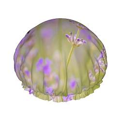 Lavendel Garten Druck Frauen Duschhaube Bad Caps Wasserdicht Wiederverwendbar Mit Gummiband Für Alle Haare Schutz Dusche Hut von OPSREY