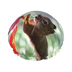Lustige Eichhörnchen Druck Frauen Duschhaube Bad Caps Wasserdicht Wiederverwendbar Mit Gummiband Für Alle Haare Schutz Dusche Hut von OPSREY