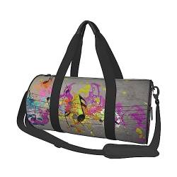 Musical Grunge Print Seesack Übernachtung Tasche Große Kapazität Faltbare Unisex Turnbeutel Für Reisen Outdoor, Schwarz, Einheitsgröße, Schwarz , Einheitsgröße von OPSREY